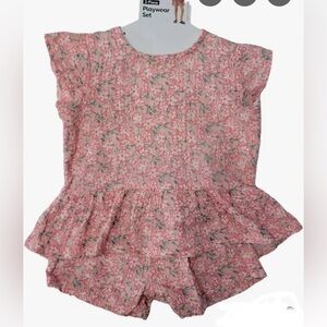 Members Mark Girls 2 Piece Pink Floral Playwear Set - 12 months - NIP